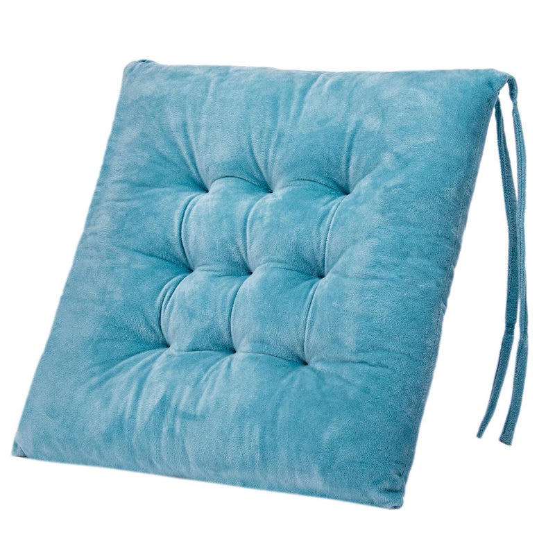 WONDER MIRACLE 4 Pack Seat Cushion/Chair Cushion Pads for Dining Chairs, Office Chair, Floor, Machine Wash & Dryer Friendly (Flannel 16"Ã—16", Light Blue) - Image 3